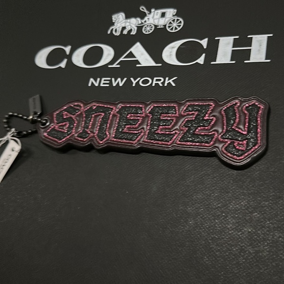 NWT Disney X Coach Sneezy Bag Charm Keychain FOB Dwarf Snow White Movie Leather - Picture 2 of 5